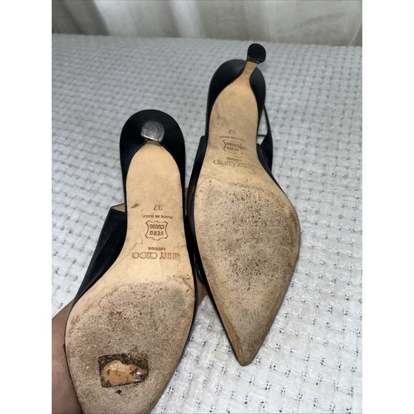 JIMMY CHOO Black Leather PUMPS SZ 37 EU 7 US - Picture 9 of 11